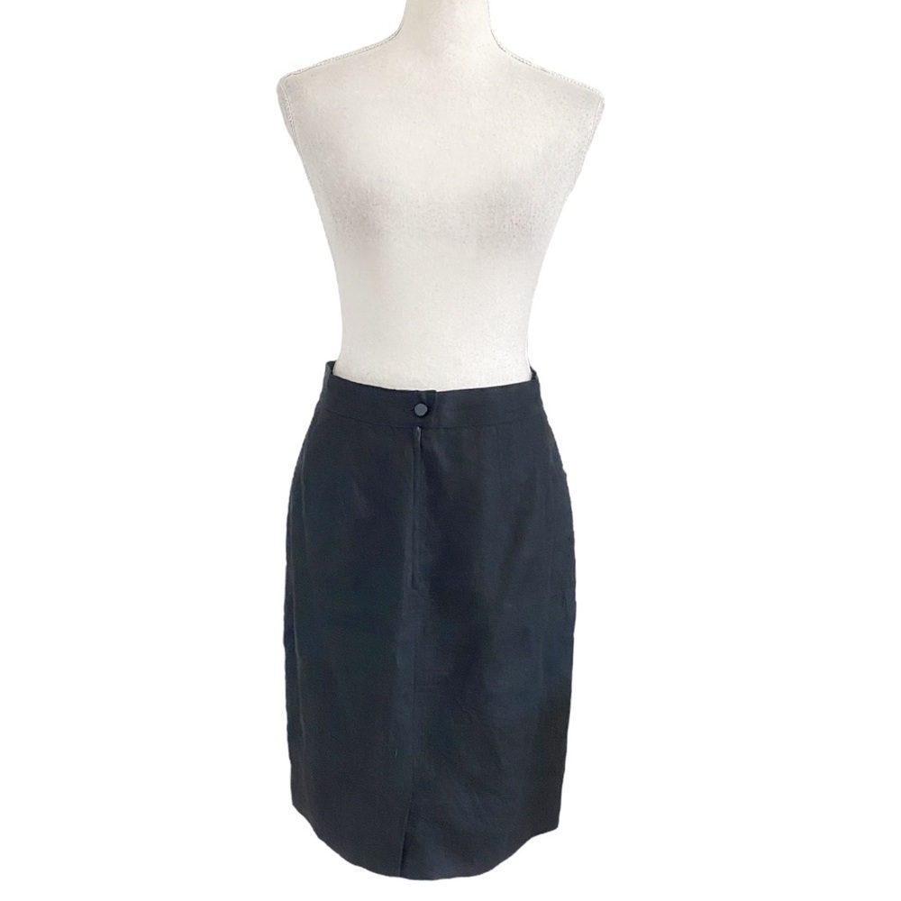 MAXMARA 100% LINEN BLACK HIGH RISE HIGH WAIST PENCIL SKIRT - 8